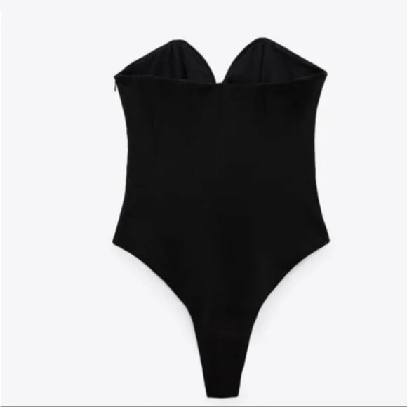 ZARA BLACK BUSTIER CORSET STRAPLESS BODYSUIT WOMENS XSMALL NWOT - Picture 5 of 9
